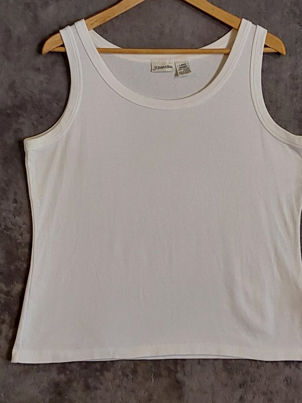 Vintage St. John's Bay White Cotton Tank Top Women's Large Y2K Sleeveless Basic